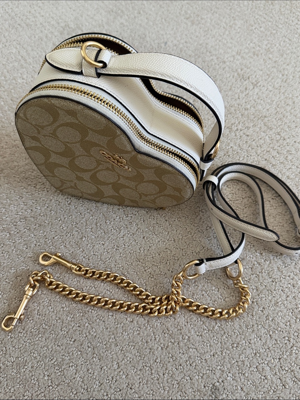 Coach Heart Mini Crossbody in Signature Beige and Tan - Picture 2 of 6